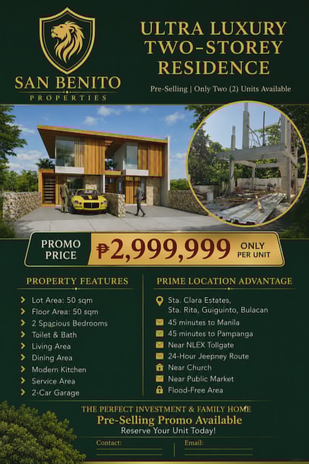 Ultra Luxury 2-Storey Residence — Pre-Selling, Sta. Clara Estates, Guiguinto